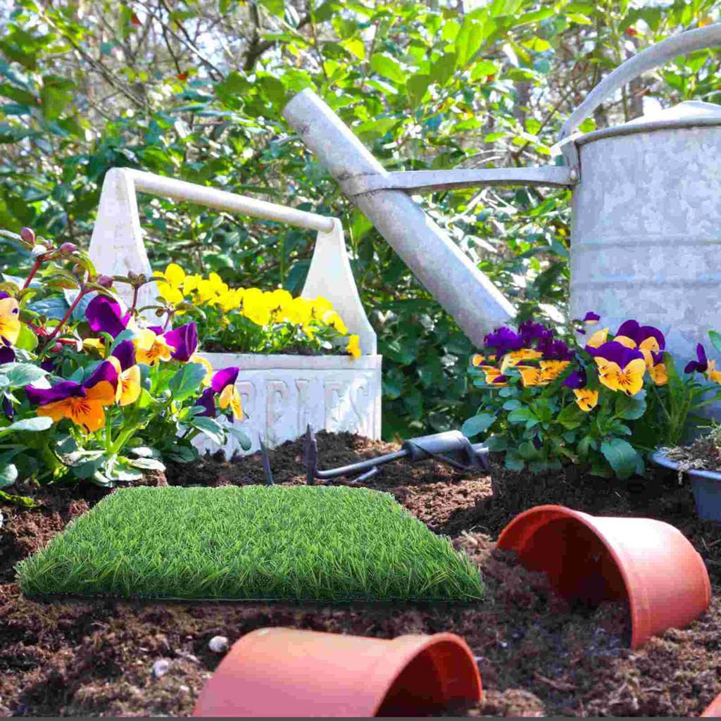 Interlocking Artificial Grass Tiles for Garden Patio Decoration Outdoor Realistic Synthetic Turf Mat for Backyard and Balcony