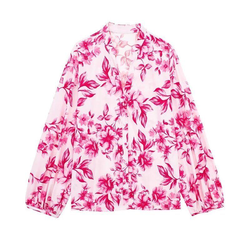 2024 Spring New Arrival European and American Women's Clothing Florals Print Shirt Skirt Suit 7484065 7484067