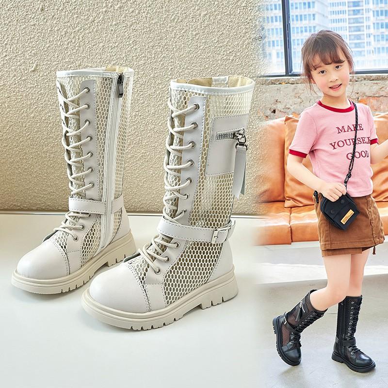 Girls High Shaft Ankle Boots Breathable Mesh Fashion Kids Ages 4-16