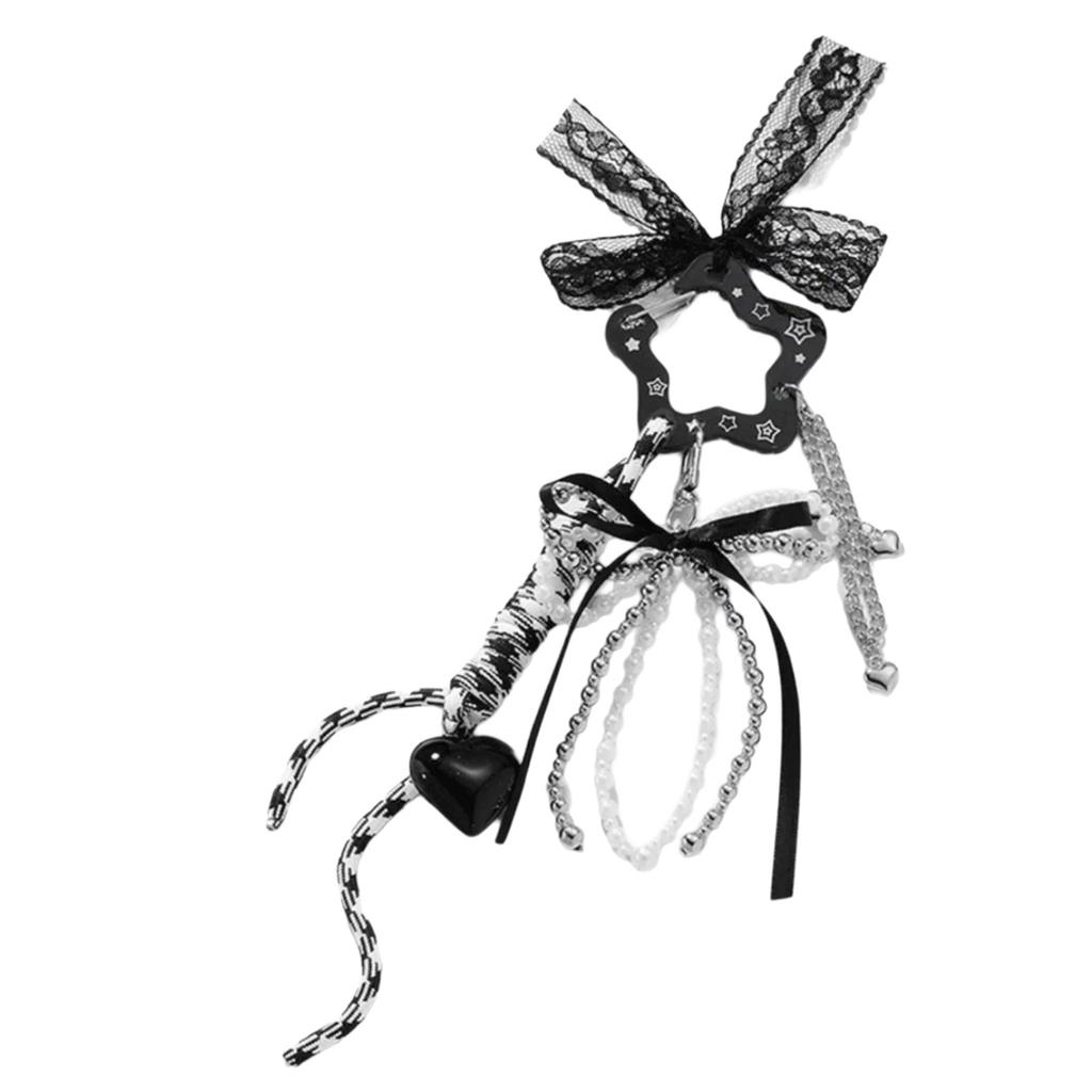Creative Hollow Out Acrylic Keychain Strawberry Star Decor Cord For Backpack Keys Purse Bag Pendant Gift for Women