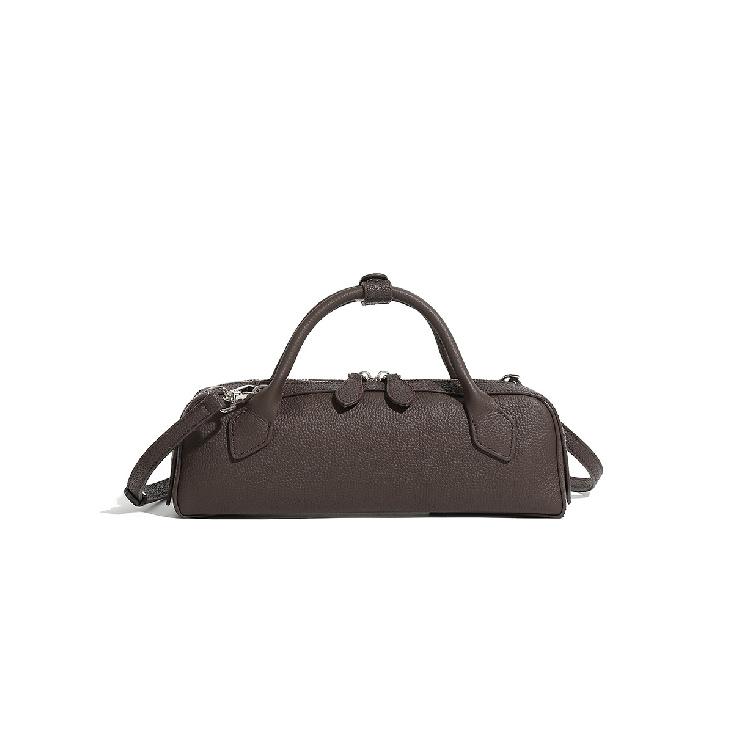 New genuine leather baguette bag, top-layer cowhide underarm shoulder bag, niche large-capacity handbag, fashionable baguette bag