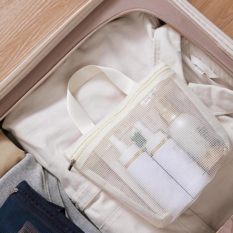 Mesh Makeup Toiletry Storage Bags Handbags Portable Travel Washing Body Shower Tools Organizer Hanging Cosmetic Organizer Pouch
