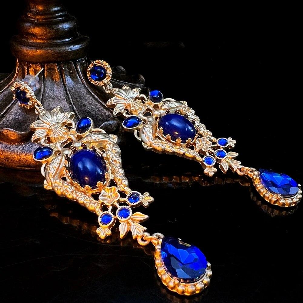 

Новые серьги с медным покрытием из лазурита, модные серьги в дворцовом стиле Майяра