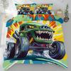 Monster Truck Bedding 135X200 Winter, Boys Car Duvet Cover 2Er Set With Pillowcase 75X50, Soft Microfiber Bedding With Zipper