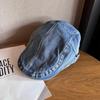 Koreanischer Stil Gestreifte Jeans Newsboy Baker Boy Mütze Vintage Retro Wendbar Weich Unisex Lässig Tägliche Kleidung Outdoor Trendige Mütze