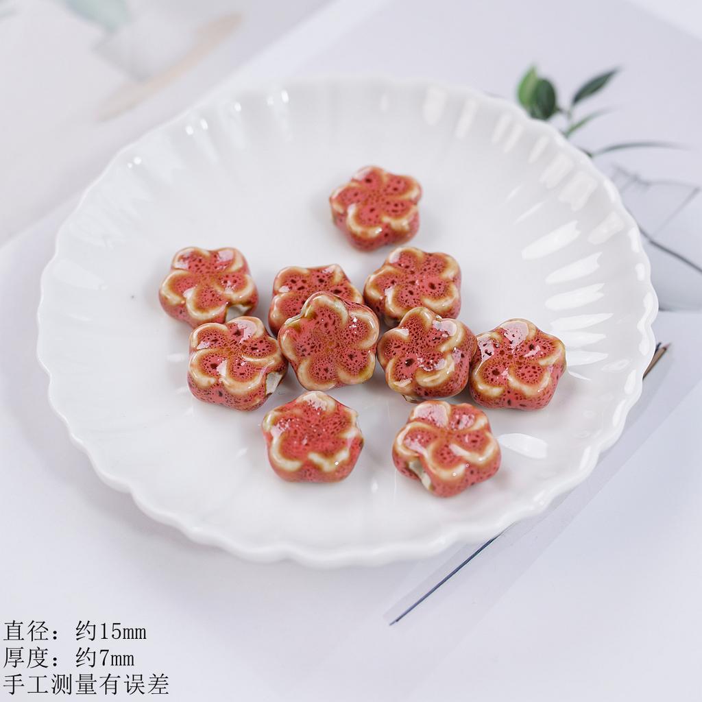 15Mm plum blossom sheet loose beads ceramic necklace bracelet DIY handmade creative bead manufacturer