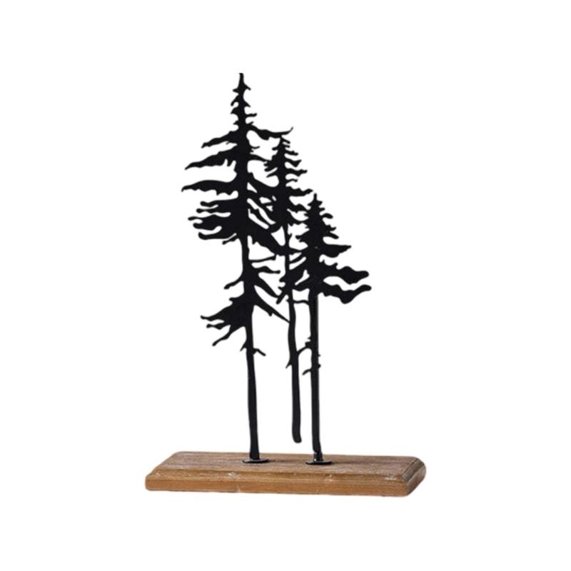 Iron And Wood Christmas Forest Sculpture Festival Seasonal Party Decoration Desktop Ornament