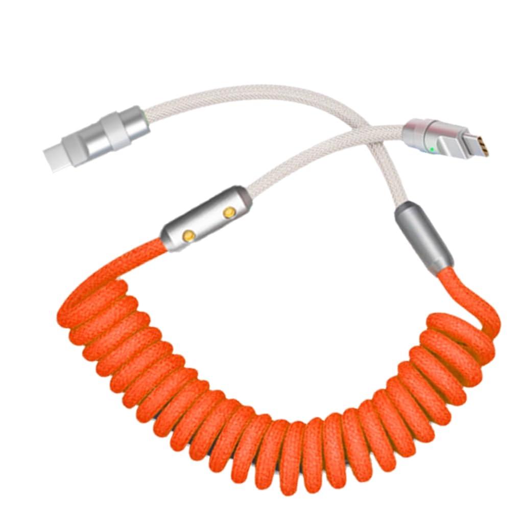 Color Contrast Spring Data Cable: Retractable Fast Charger for Huawei & Apple