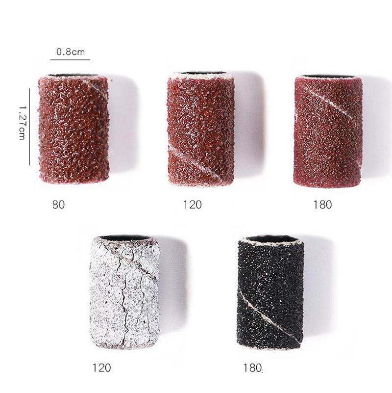 210/100/75pc Sanding Cap Bands For Electric Manicure Machine 180/120/80 Grit Nail Drill Grinding Bit Files Pedicure Tool Set