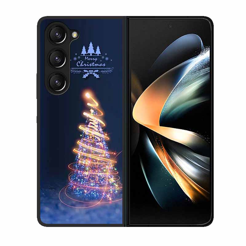 Christmas Case For Samsung Galaxy Z Fold 6 5 4 3 Cover Fold5 Fold4 Lovely Black Hard Plastic PC Cover For Galaxy Z Fold5 5G Case