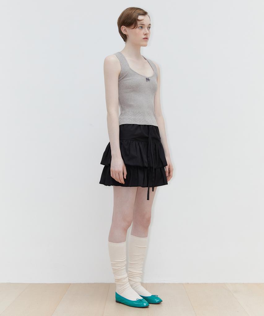 SINOON Scallop Punching Knit Sleeveless (Grey)