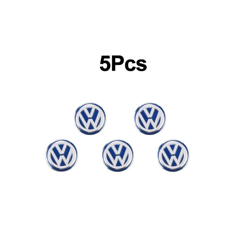 

For Volkswagen 5/10Pcs 14mm Aluminium Metal Car Styling Remote Key Stickers For Volkswagen GTI R-Line R Polo Golf Passat Scirocc