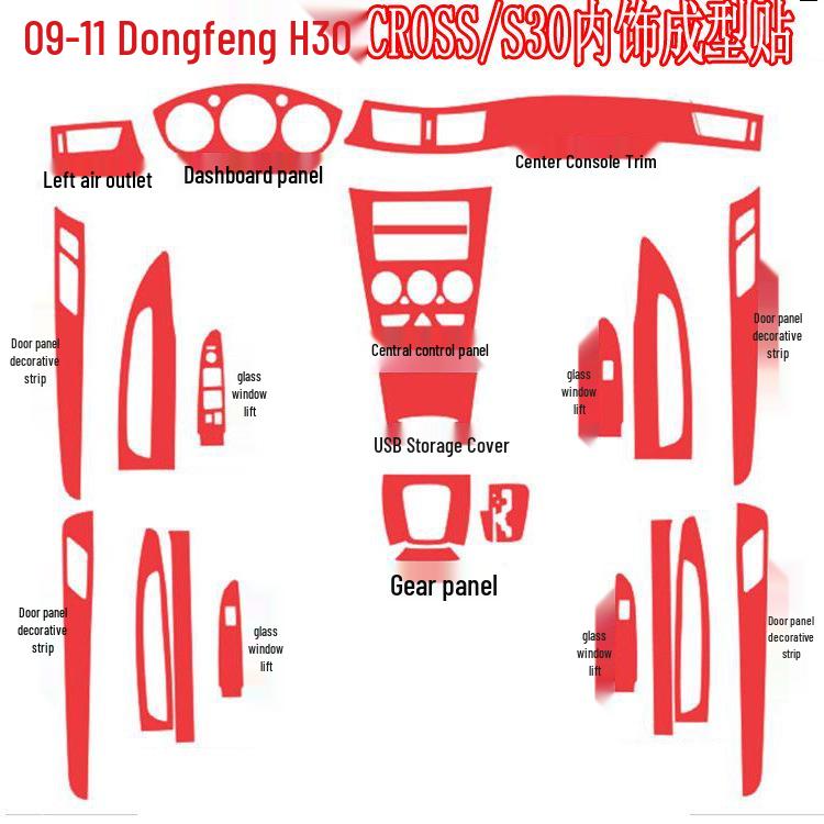 Dongfeng H30CROSS/S30 Carbon Fiber Interior Decorative Sticker for Center Console