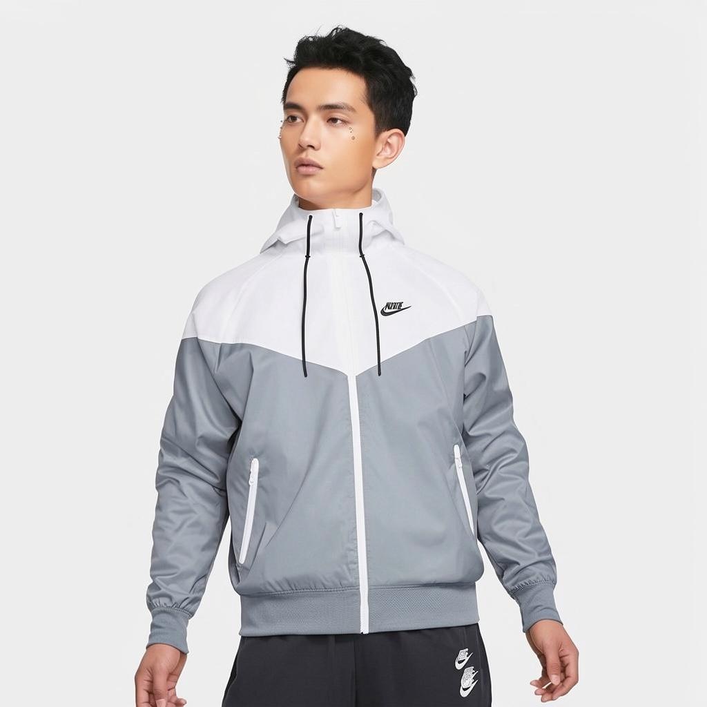 Nike Giacca con Cappuccio Maniche Lunghe con Zip e Stampa Logo Piccolo Uomo Giacche Grigio 727325-084
