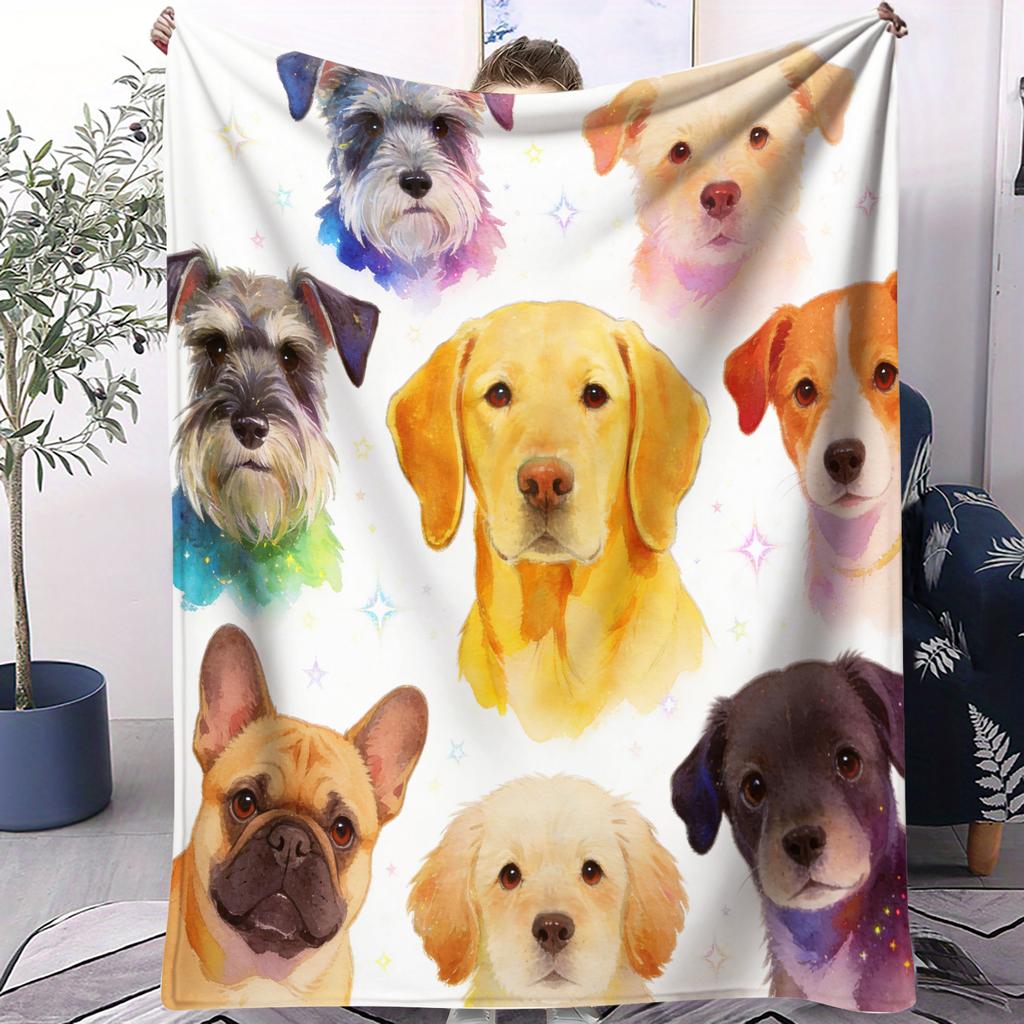 Hot Dog Cute Pet Printed Pattern Blanket Small Cover Blanket Soft And Suitable For All Seasons  Dormitories Bedrooms Sofas Nap