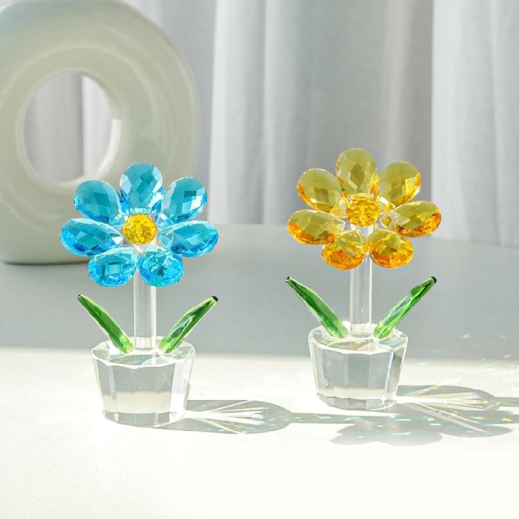 Crystal Sun Flowers Figurine Sun Flowers Statues Home Accessories Eye Catching Decors for Bookshelves Desk