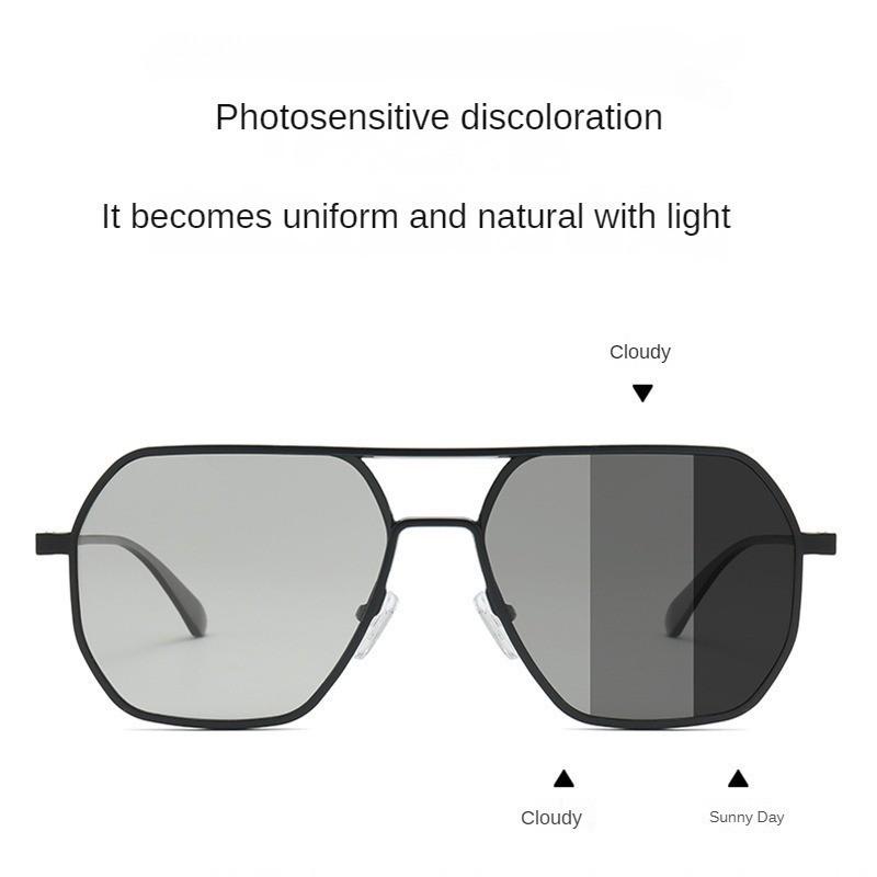 Fashion Pochromic Anti-radiation Glasses Women's/men's Double Beam Sunglasses