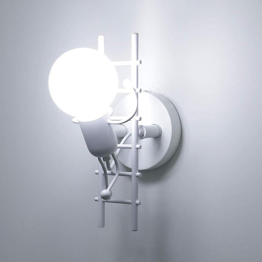 Nordic Retro Industrial Little Man LED Wall Lamp for Children's Study or Corridor