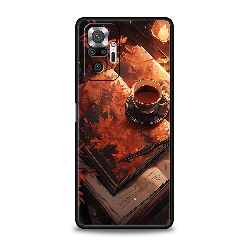 Pumpkin Autumn Leaves Coffee Phone Case Cover for Redmi 14C 10C Note 15 14 13 12 10 11 K40 Pro Plus 5G Soft TPU Shockproof Capas