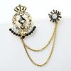 Baroque Rhinestone Pearl Corsage Necklace Brooch - Retro British Court Suit Accessory
