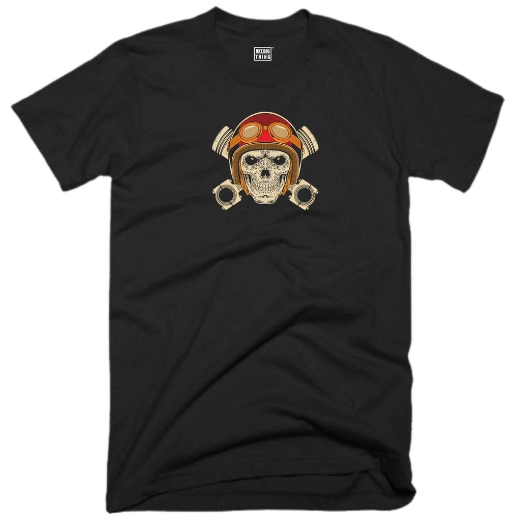 Skull & Pistons T Shirt Bike Clothing Motorbike Motorcycle Cafe Racer Funny Top