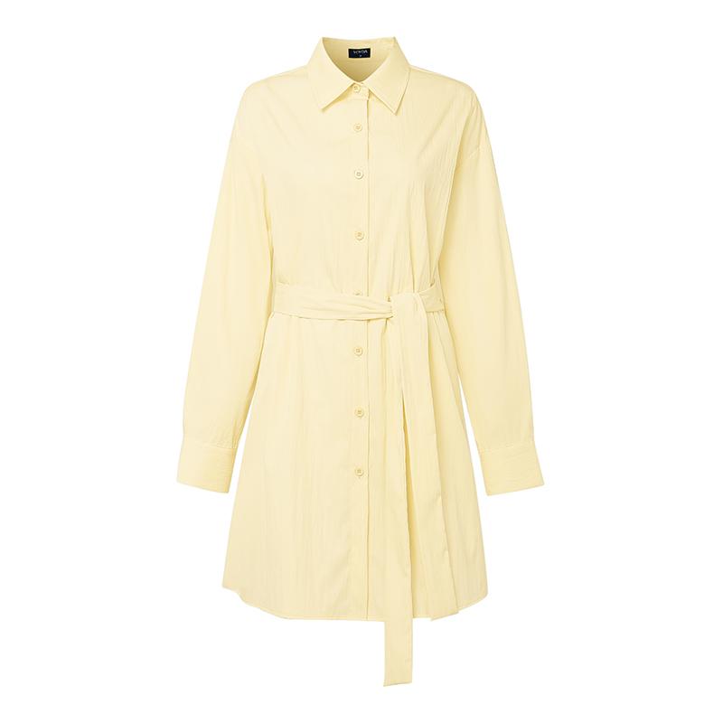 

VONDA Женское мини-платье-рубашка с лацканами, на пуговицах, однотонное, с поясом, повседневное 5XL абрикосовый