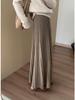 2025 Winter Women's High-Waisted Pleated Knitted Midi Skirt - Korean Style, Casual, Thickened, Slimming Design