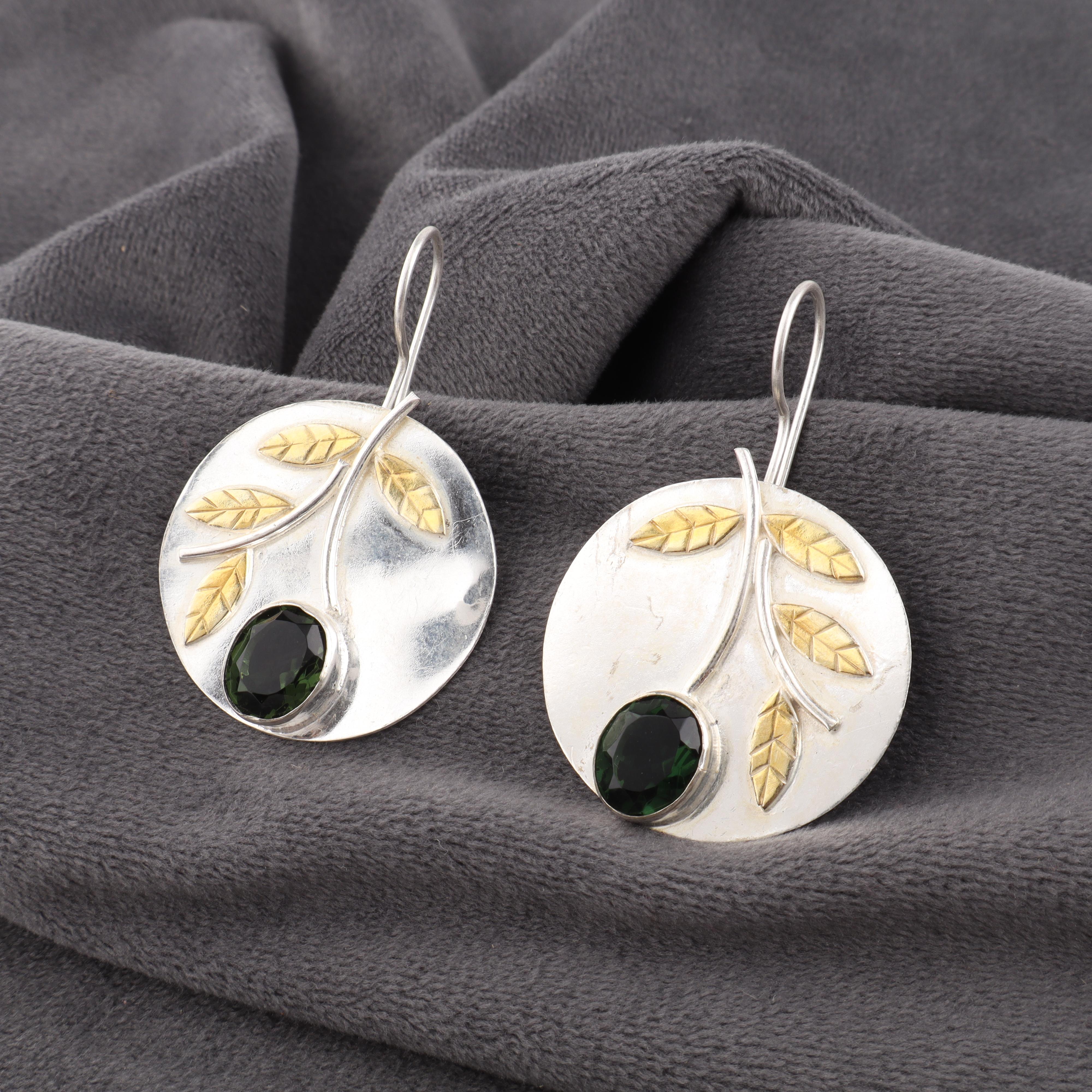 

Green Tourmaline Gemstone Jewelry, 925 Solid Sterling Silver Earring, Amazing Tourmaline Earring, Handmade Designer Jewelry For Women 173 Inches зелений