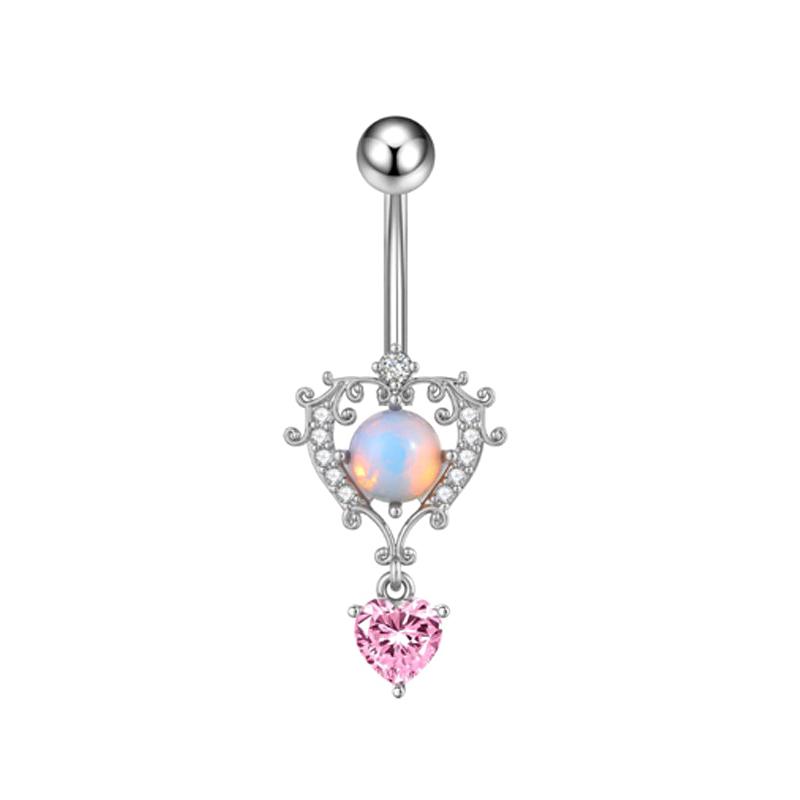 Shiny Belly Button Rings Stainless Steel Heart Navel Piercing Barbell For Women Fashion Belly Ring Sexy Body Piercing Jewelry