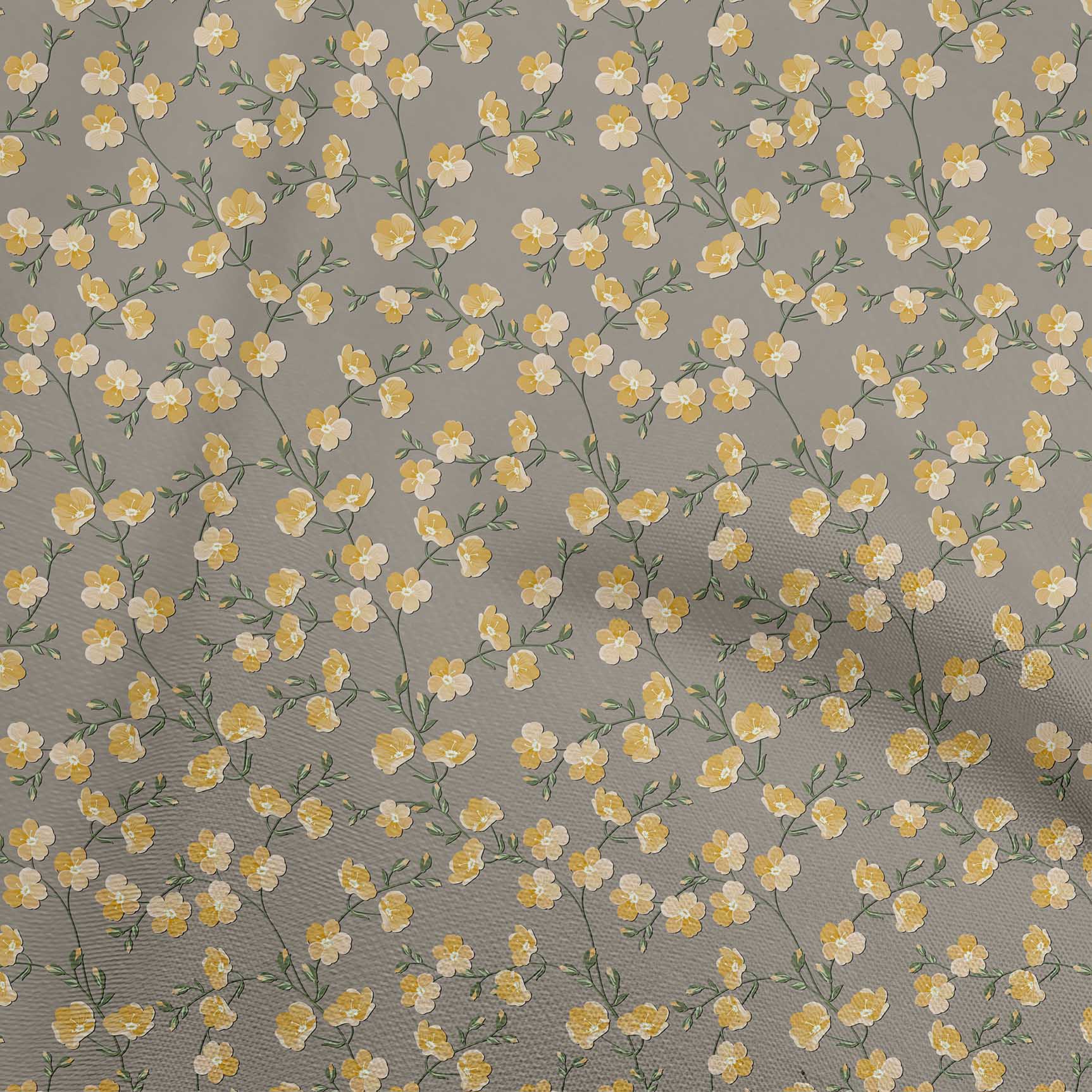 

OneOone Cotton Flex Brown Fabric Floral Quilting Materials Print Швейна тканина у дворі 40 дюймів 42 Inch Wide - Viscose Chiffon жовтий