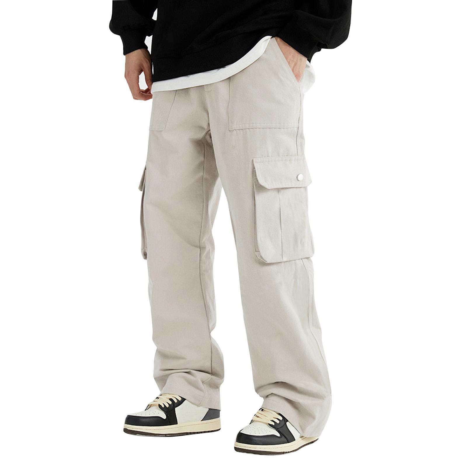 

Мужские однотонные свободные прямые брюки с широкими штанинами, мужские повседневные модные комбинезоны XL бежевый
