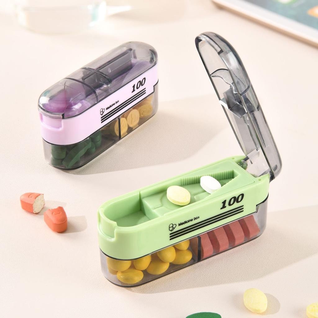 7-Day Portable Pill Organizer with Cutter Multi-Functional Moisture-Proof Medicine Storage Box Trendy Daily Health Management
