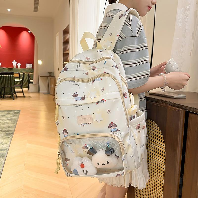 Large Capacity Student Schoolbag Puppy Printed Backpack Women's Lightweight Travel Backpack