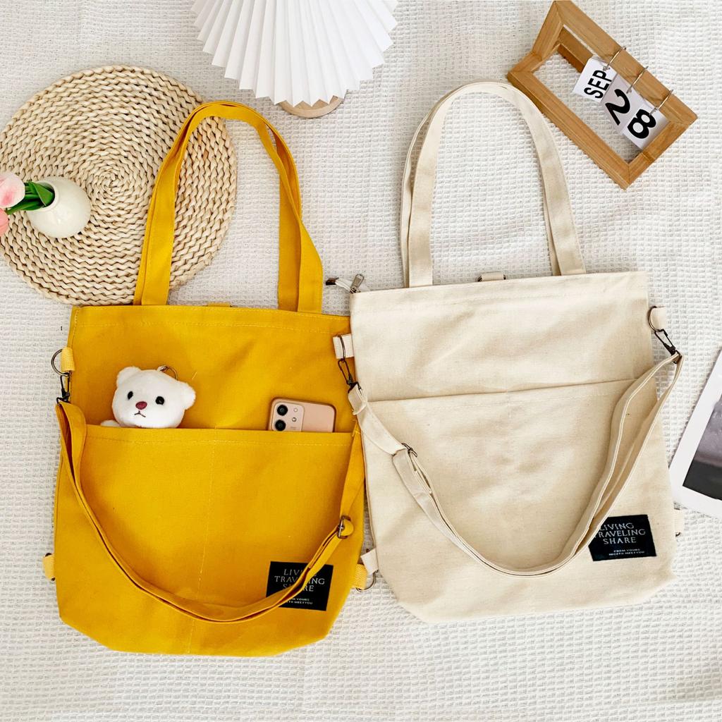 Simple Women Shoulder Canvas Bags Fashi College Student Girls Crossbody Bag Backpack Casual Commuter Ladies Handbags Book Tote