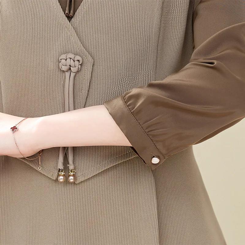 Frühlingsanzug für Mütter im chinesischen Stil, Göttin mittleren Alters, Frühlings- und Herbstmode, Revers, langärmelige Hosen, zweiteiliger Anzug