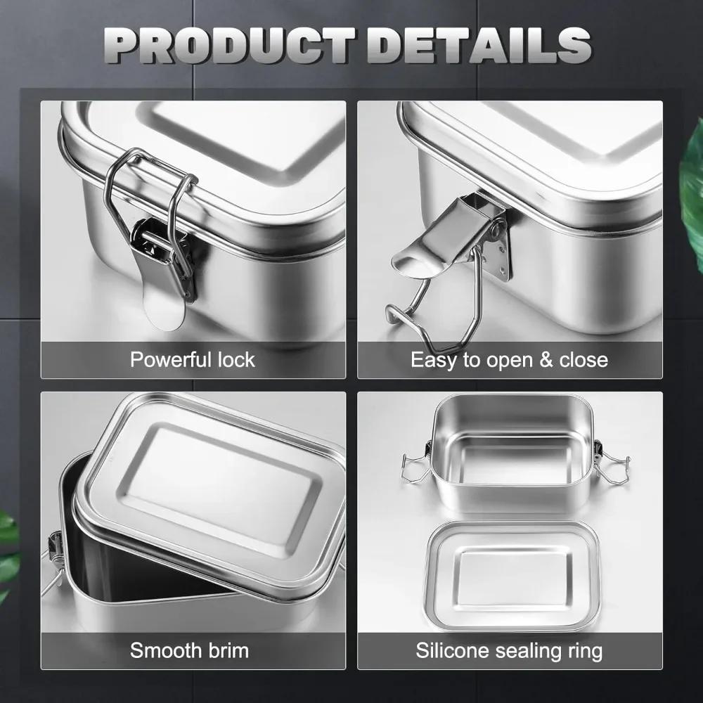 Verpackte Bento Lunchbox Erwachsene, 304 Edelstahl Lebensmittel Luftdicht Mahlzeit Vorbereitung Beilagenbehälter Lunchbox Topper für Lebensmittel Taper