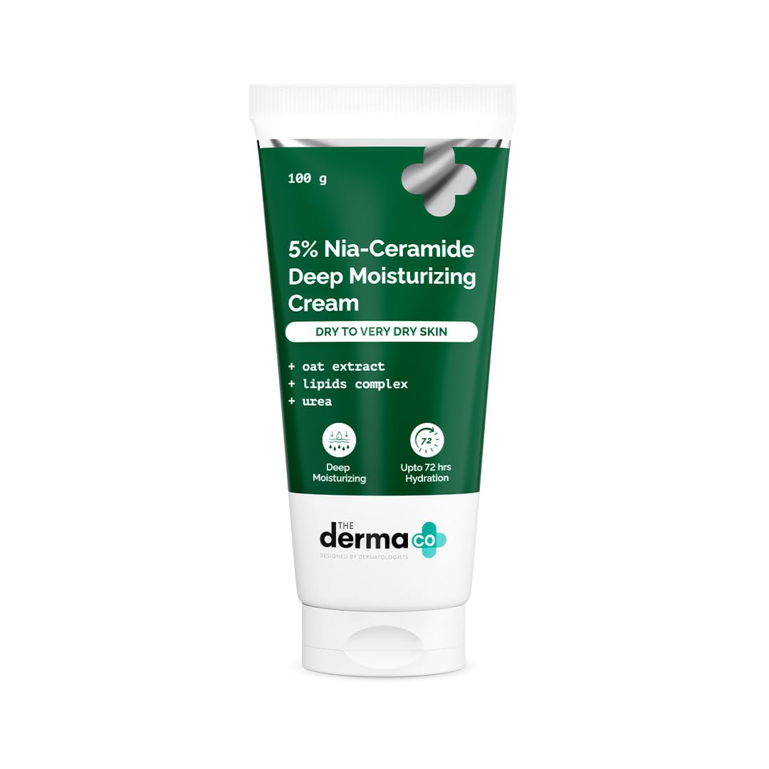 Увлажняющий крем The Derma Co с 5% Ниа-Керамидами 100 г | 72-часовое увлажнение для сухой кожи