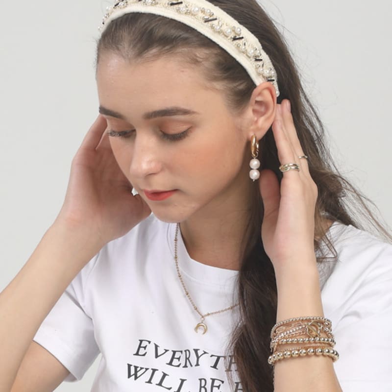 LALA Pearl Ethnic Hairband - Ivory
