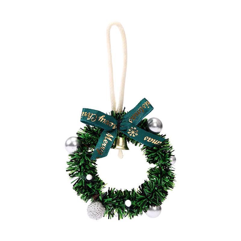 Mini Christmas Wreath Hanging Bell: Festive Car, Tree, and Window Decoration Pendant