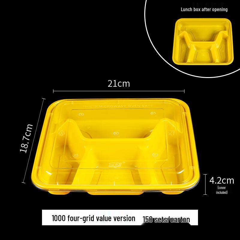 

Disposable 4-Compartment Rectangular Takeout Containers with Lids