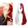 My Hero Academia Cosplay-Perücke für Todoroki- und Bakugo-Fans, 65 cm lang, rot-weiß