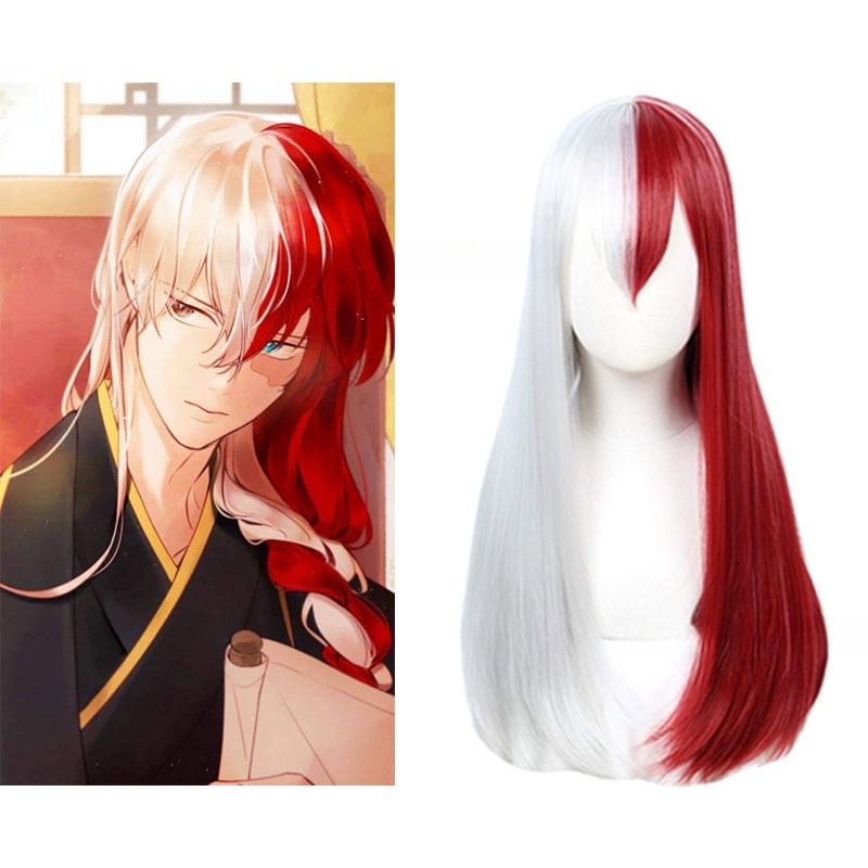 My Hero Academia Cosplay-Perücke für Todoroki- und Bakugo-Fans, 65 cm lang, rot-weiß