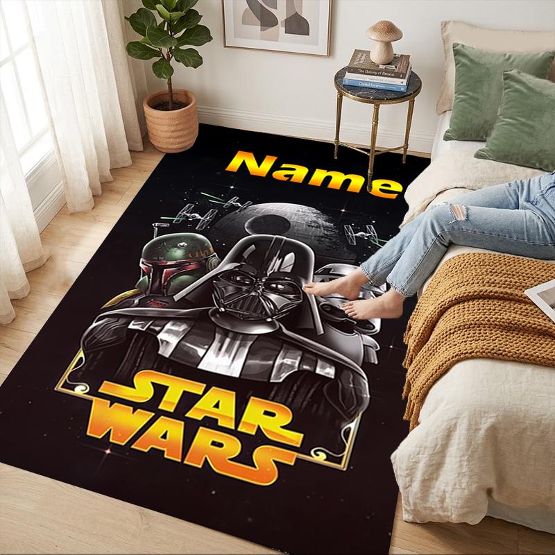 Personalized Name Darth Vader Lightsaber Living Room Non-Slip Area Rug Soft Carpet for Bedroom Kids Playroom Sofa Office Home Decor Doormat