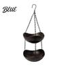 Realistic Wood Grain Bird Feeder Outdoor Feeder Garden Hanging 1 or 2 Wooden Texture Bowls Backyard for Wild Birds Patio Porch Decor