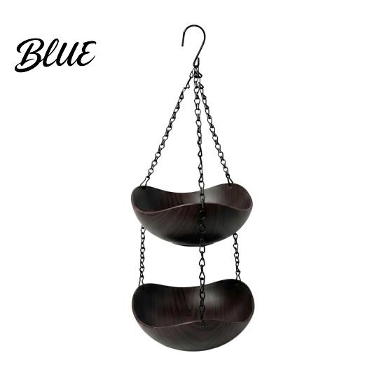 Realistic Wood Grain Bird Feeder Outdoor Feeder Garden Hanging 1 or 2 Wooden Texture Bowls Backyard for Wild Birds Patio Porch Decor