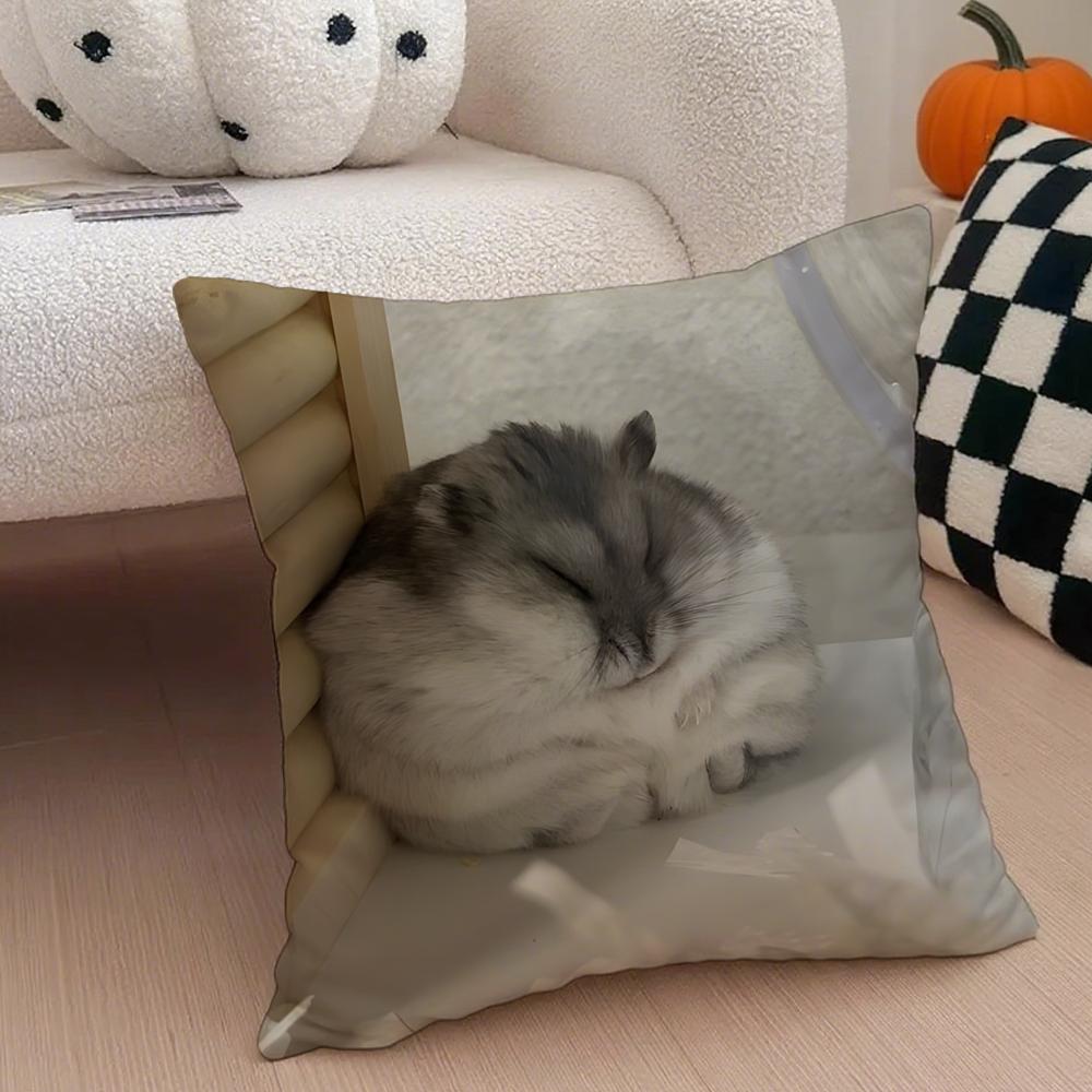 Hilarious Funny Hamster Meme Cute Art Cushion Cover Throw Pillow Cover Hidden Button Durable Polyester Chair Cushion