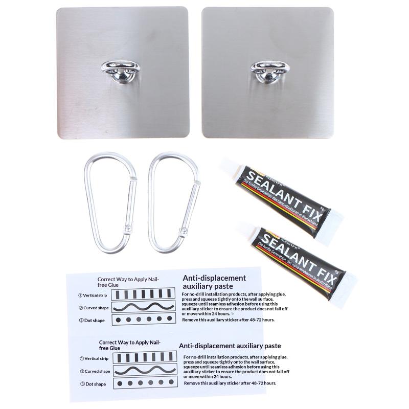 2Pcs Stainless Steel Ceiling Hooks Heavy Duty Adhesive Hooks No Drill Hanging Hooks For Lanterns Plants Hammocks