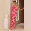 Oblique Collar Fashion Suspender Hip Wrap Sexy Three-dimensional Disc Flower Dress New Summer Products