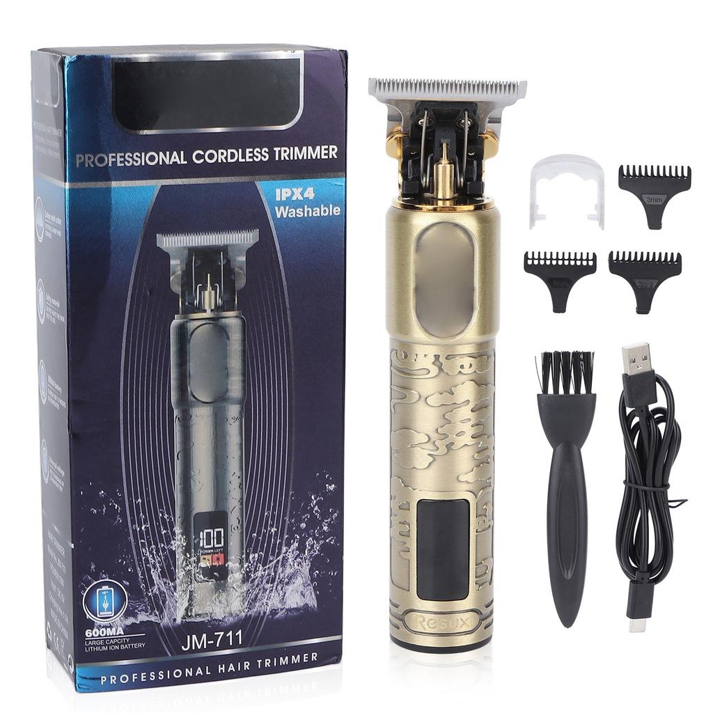 Electric Hair Clipper Rechargeable LCD Digital Display Hair Trimmer with Guide Comb (Bronze)