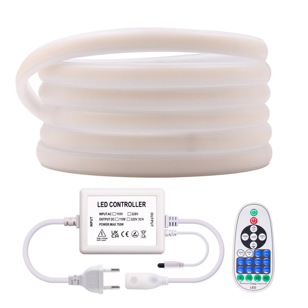 Tuya WIFI Bluetooth COB LED Strip 288leds/M EU 220V High Bright Neon Light RA90 Waterproof Garden Ribbon Tape Remote Control